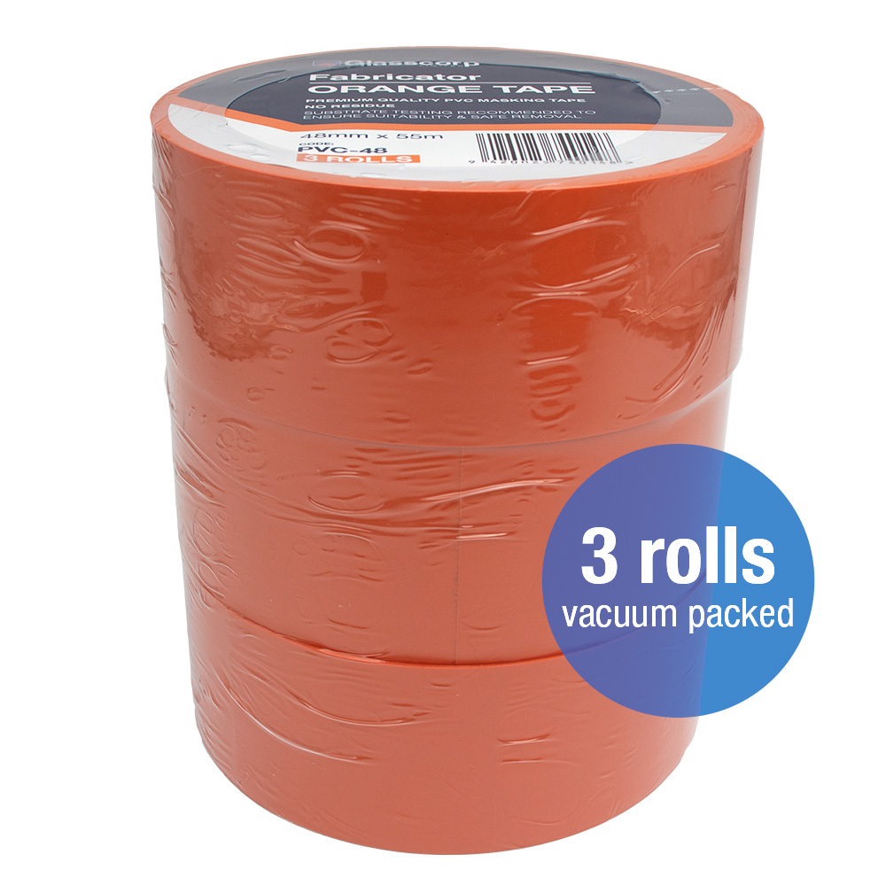 PREMIUM ORANGE PVC TAPE - 48mm (3 rolls)
