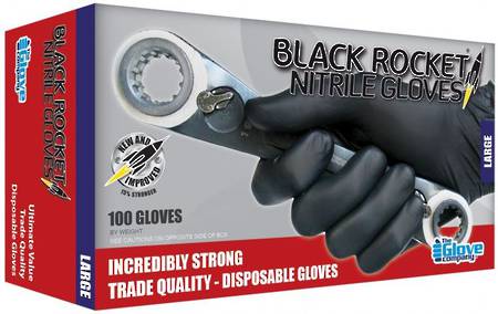 Black Rocket Nitrile Gloves 100 X Large