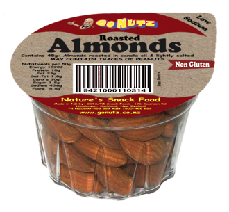 Almonds Roasted Salted Tub 45g - 18 Ctn