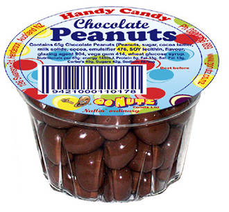 Handy Candy Chocolate Peanuts Tub 60g - 18 Ctn