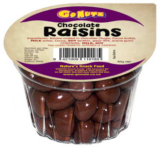 Handy Candy Chocolate Raisins Tub 60g - 18 Units