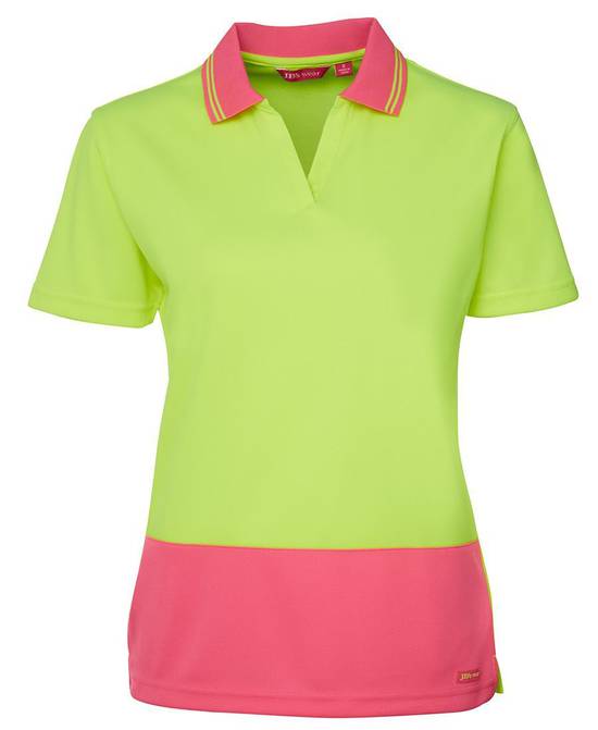 6HNB1 Hi Vis Ladies S/S Non Button Polo