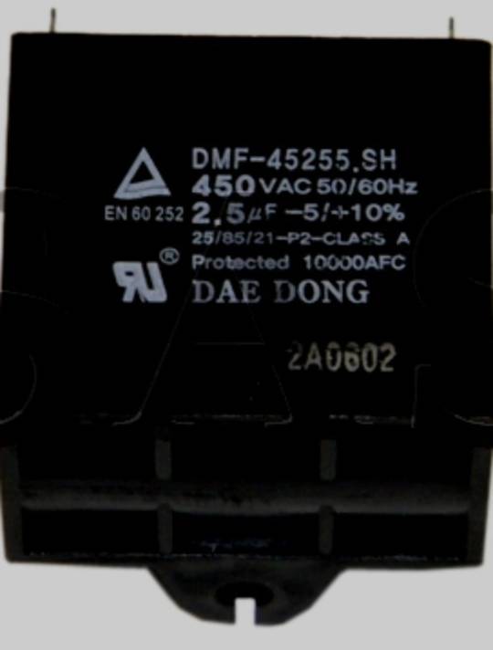 Samsung Dish Washer capacitor DMS400THX/XSA DMS500TRS/XSA DMS500TRW/XSA, DMS300TR, 2.5 uf, 2.5uf,