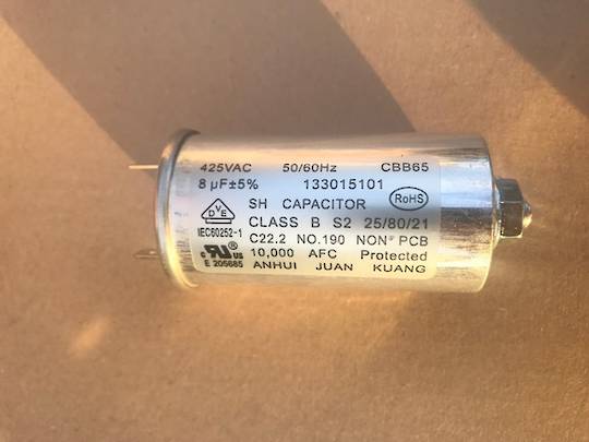 westinghouse simpson Electrolux Dryer ORIGINAL capacitor 8uf 400VAC- 450VAC 8uf. ***3015101