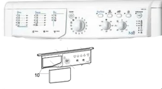 Indesit Washing Machine control panel dashboard and Despensor Draw only Cover IWDC 7125 B (AUS) 1, IWDC712B (AUS) 1,