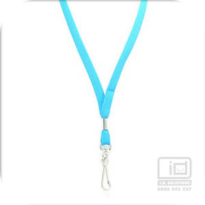 12mm mid blue lanyard with a swivel hook and a breakaway