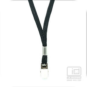 Black Tube Lan with Bulldog Clip - 8mm wide