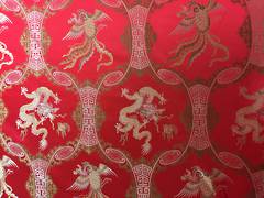 Oriental print - Damask - Dragon Red