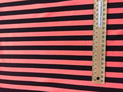 Stretch fabrics - Fluoro pink and black stripes BG