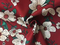 Cotton spandex white flowers on wine BG