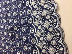 Broderie anglaise  - light grey  and navy
