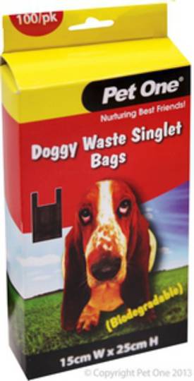 Pet One Doggy Waste Singlet Bags 100bags (Biodegradable)