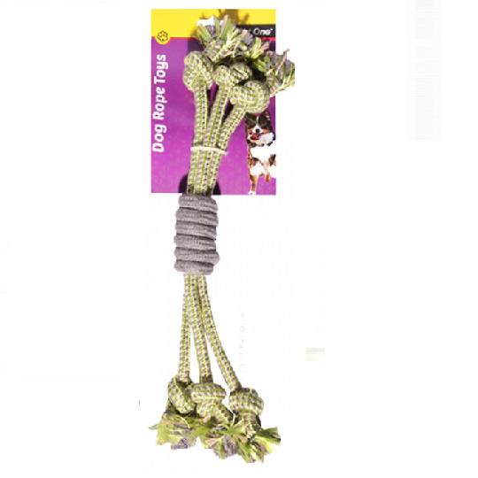 Dog Toy 3 Rope Spiral Grip Green/Grey 40cm