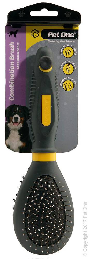 Pet One Combination Bristle & Metal Pin Brush (L)