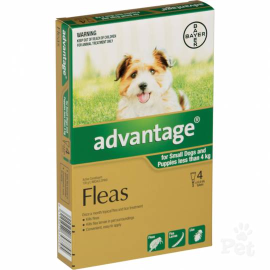 Advantage Spot-on Flea Treatment for Dogs and Puppies  less than 4kg (Green / 4 pippets)