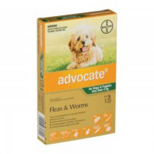 Advantage Spot-on Flea and Worm Treatment for Small Dogs and Puppies up to 4kg (Green / 3 pippets)