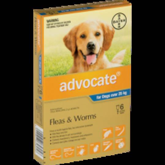 Advocate Spot-on Flea and Worm Treatment for Very Large Dogs +25kg (Blue / 6 pippets)