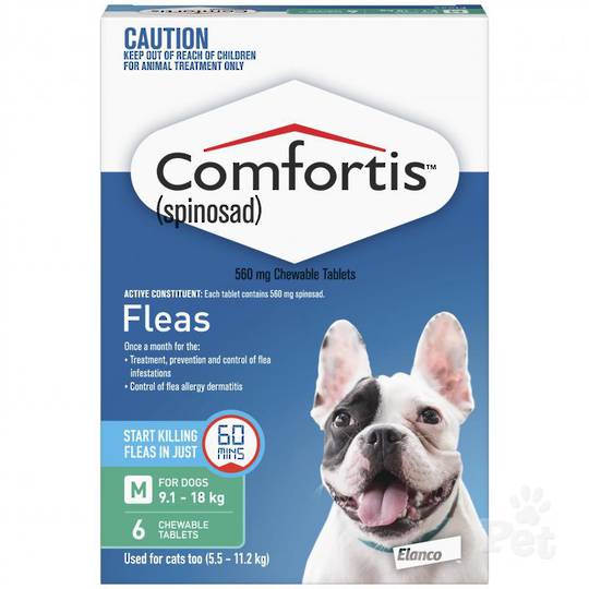 ComfortisChewable Flea Treatment for Large Cats and Medium Dogs (Green / 6 chewables)