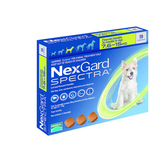 NexGard Chewable Flea & Worm Treatment for Medium Dogs (Green / 3 chewable)