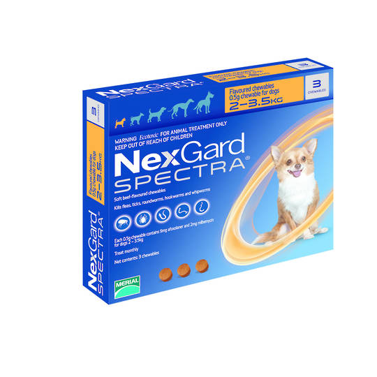 NexGard Chewable Flea & Worm Treatment for Very Small Dogs (Orange / 3 chewable)