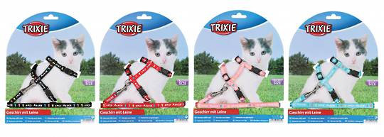 Trixie Kitten Harness & Lead (Black, Red, Pink or Blue)