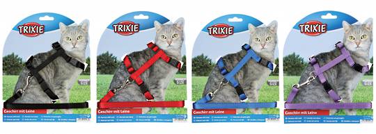 Trixie Cat Harness & Lead (Black, Red, Blue or Purple)