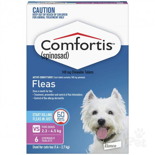 Comfortis Chewable Flea Treatment for Kittens, Small Cats, Puppy and very Small Dogs (Pink / 6 chewables)