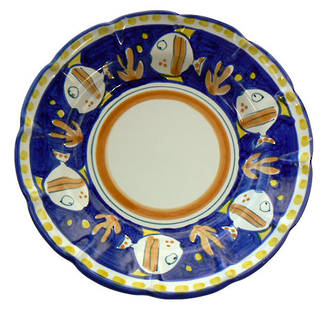 Hand-Painted Ceramics Pesce Dessert /Pasta Plate Blue