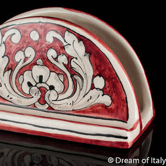 Italian Ceramics Fondo Rosso Napkin Holder