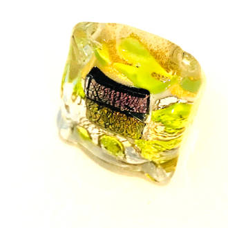 Murano Glass Millefiori Ring Brillante Green/White