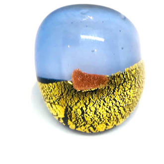 Murano Glass Millefiori Ring - Blue/gold leaf