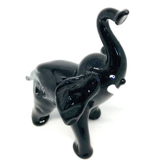 Murano Glass Ornament Elephant - Large (Black)