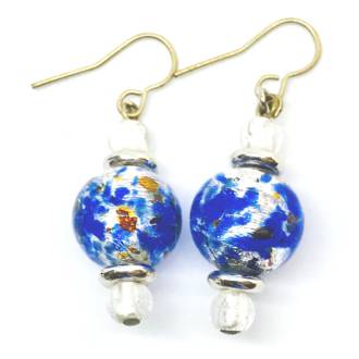 Murano Glass Bead Earrings - Principessa (Cobalt blue/silver)