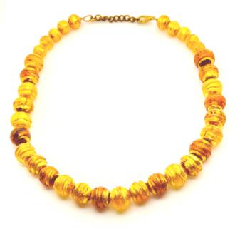 Murano Bead Necklace Amber-Gold