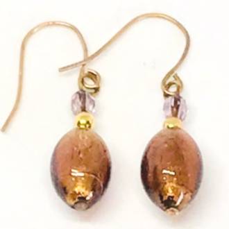 Murano Glass Bead Earrings - Acqua (Amber))