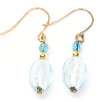 Murano Glass Bead Earrings - Acqua (pale blue/aqua)