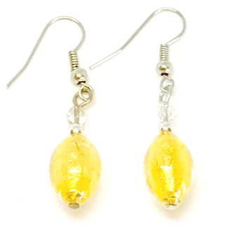Murano Glass Bead Earrings - Acqua (gold)