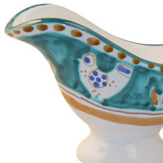 Hand-Painted Ceramics Gallinelle Sauce Boat Green