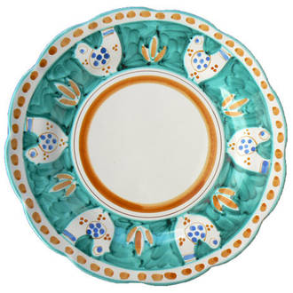 Hand-Painted Ceramics Gallinelle Dessert/Pasta Plate Green