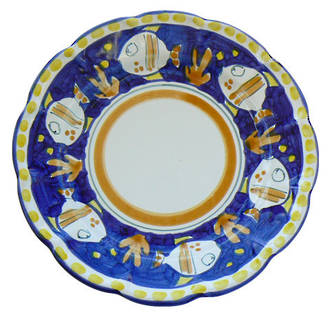 Hand-Painted Ceramics Pesce Side Plate Blue