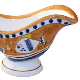 Hand-Painted Ceramics Pesce Sauce Boat Orange