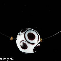 Murano Glass Choker Single Bead, White Black