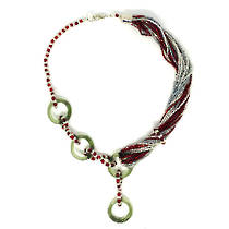 Murano Glass Necklace - Anelli Red/Silver