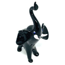 Murano Glass Ornament Elephant - Medium (Black)