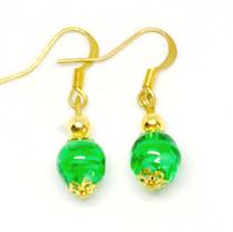 Murano Glass Corintia Earrings - Green/Gold (B)