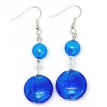 Murano Glass Bead Earrings - Serena - Blue/Aqua