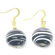 Murano Glass Bead Earrings - Dora (black/white)