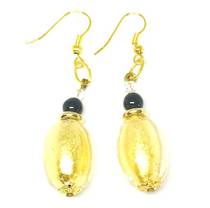 Murano Glass Bead Earrings - Oval Gold Foil