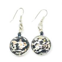 Murano Glass Bead Earrings - Colette - Silver-Black