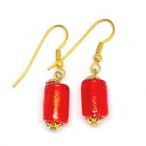 Murano Glass Bead Earrings - Lisa (Red/Gold)